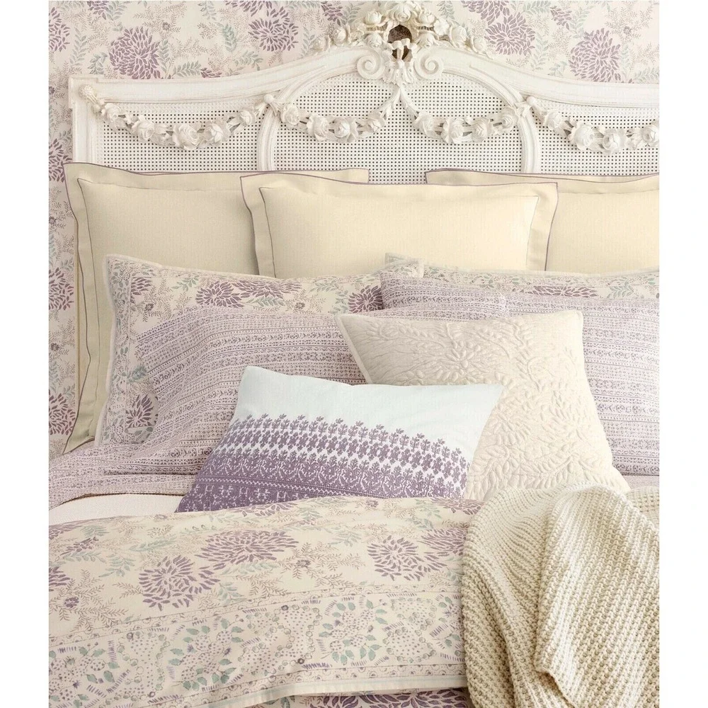 Ralph Lauren Home‎ Alessandra Hayden Twin Flat Sheet Bedding purple Cream